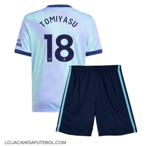 Camisa de Futebol Arsenal Takehiro Tomiyasu #18 Equipamento Alternativo Infantil 2024-25 Manga Curta (+ Calças curtas)